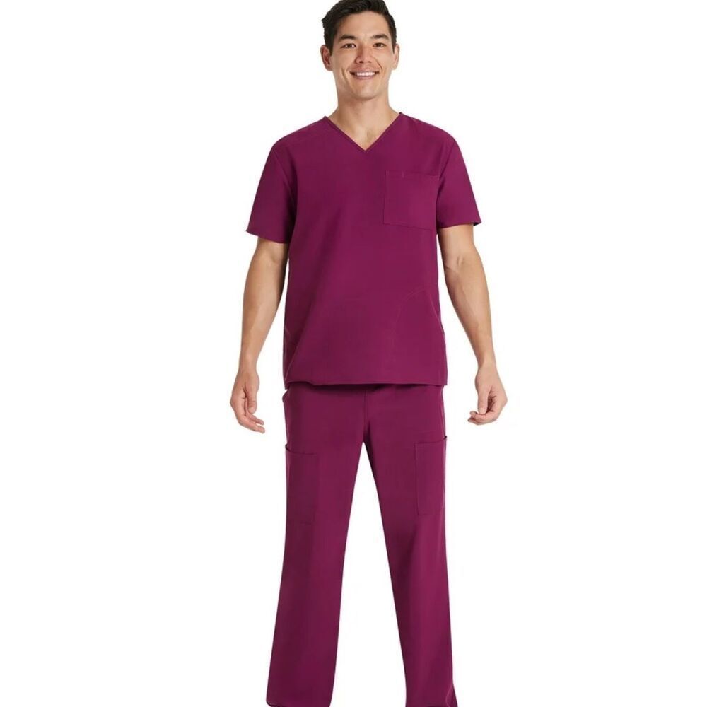Scrubstar Unisex Wine Core Essentials‎ V-Neck Stretch Scrub Top Size XL NWT